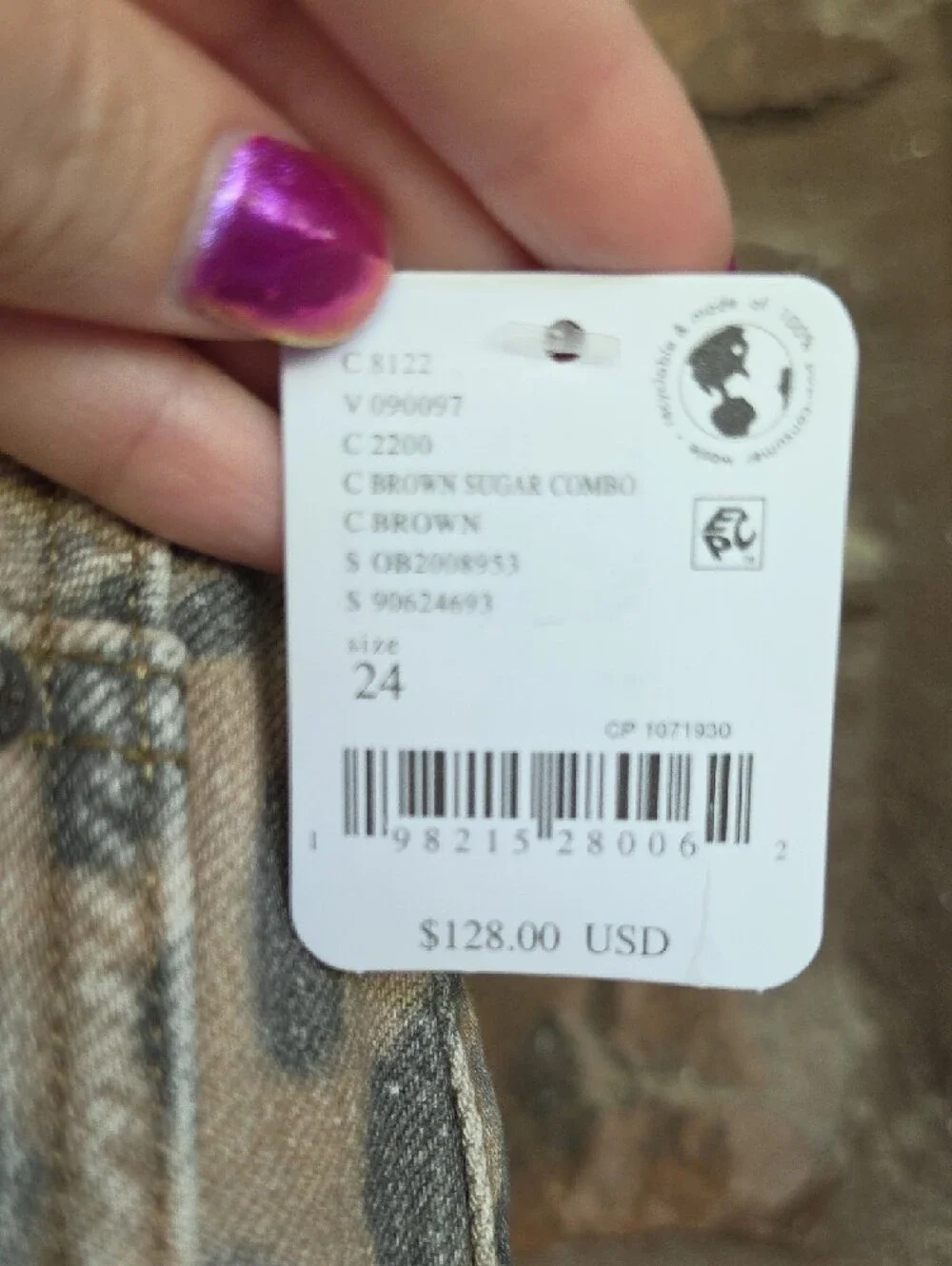 We The Free Leopard Barrel Jeams BNWT Sz 24 - Picture 5 of 5